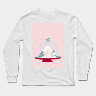 Vintage Christmas Cloche on Red Platter With Gingerbread Biscuit Scene Long Sleeve T-Shirt